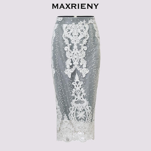 【贵雅日常-商场同款】MAXRIENY复古优雅重工蕾丝刺绣铅笔裙(货号:MC85SK533) 商品图4