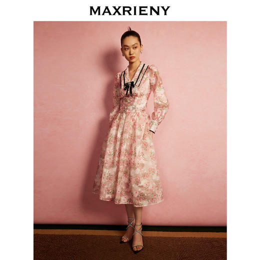 MAXRIENY宫廷风桃花收腰上衣雪纺衫(货号:MC88TP056) 商品图1