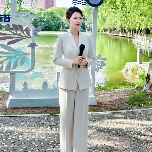 IWY/灰色高级气质新中式西装套装高级感职业装国风主持人长袖服装FYCP203 商品图0