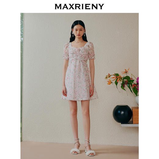 MAXRIENY假日玫瑰裙春日仙美茶歇裙玫瑰碎花连衣裙(货号:MC88DR277) 商品图1