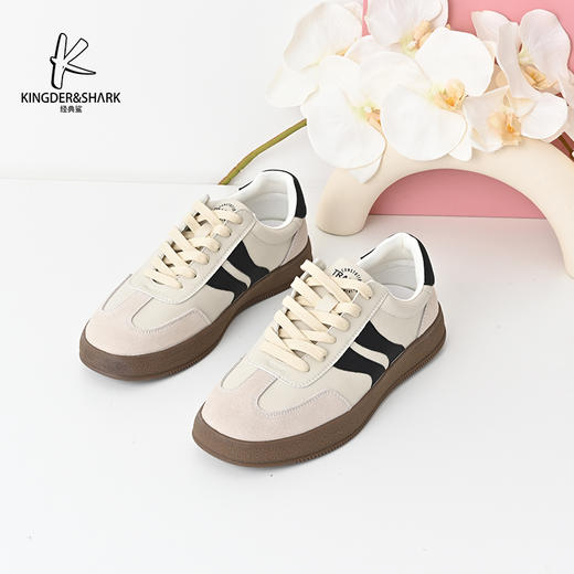 经典鲨2024年秋季新款时尚拼色男士平底系带休闲鞋德训鞋KW222-D33161 商品图3