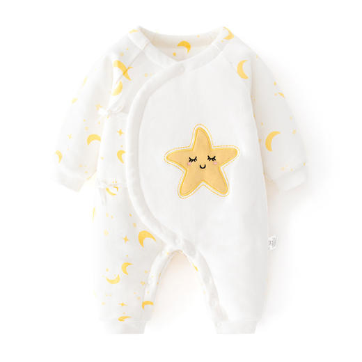 【星星婴儿夹棉和袍连体衣】秋冬新生儿纯棉加厚初生宝宝爬服三层保暖无骨哈衣 商品图4