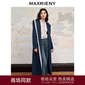 MAXRIENY*复古海军风直身大衣毛呢外套长款(货号:MC88CT504)