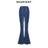 MAXRIENY都市复古感双排扣高腰喇叭牛仔裤(货号:MC88PA770) 商品缩略图4