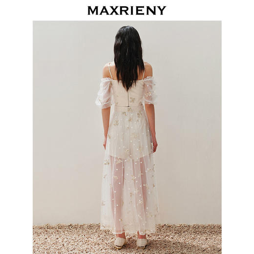 【静奢度假-商场同款】MAXRIENY甜美复古网纱绣花半裙24夏款长裙(货号:MC85SK263) 商品图3