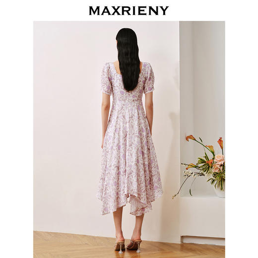 MAXRIENY法式浪漫印花鱼骨碎花连衣裙桑蚕丝裙子(货号:MC88DR506) 商品图3