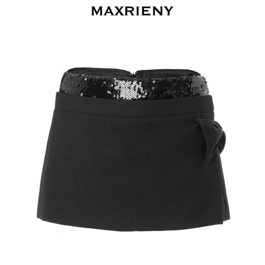 MAXRIENY率性复古双腰头拼接亮片低腰式裙裤短裤(货号:MC88PA771) 商品图4