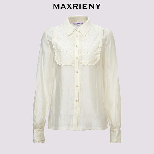 【商场同款】MAXRIENY*宫廷风绣花蕾丝衬衫修身花边上衣女(货号:MS85TP504) 商品图4