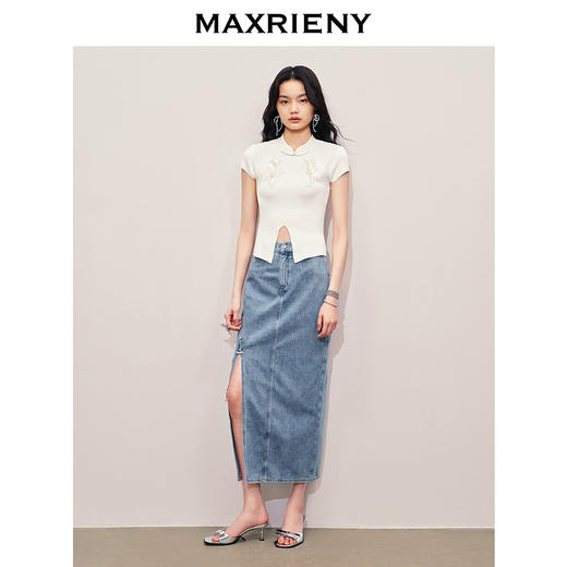 【商场同款】MAXRIENY新中式套头针织毛衫复古国风针绣上衣(货号:MS85SW260) 商品图1