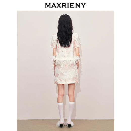 MAXRIENY国风雅韵上衣2024夏季新款斜襟立领提花新中式短外套女(货号:MS85JA258) 商品图3