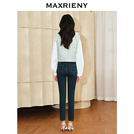 MAXRIENY小香风宽肩搭片开衩马甲薄荷曼波甜美马夹(货号:MS85VE001) 商品图3