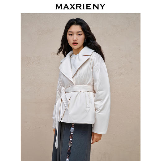 MAXRIENY极简翻领羽绒服廓形绑带收腰棉服外套(货号:MC88DC771/MS88DC531) 商品图2