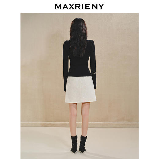 MAXRIENY贵雅新中式蕾丝衬衫收腰2024秋冬新款修身显瘦上衣女(货号:MS85TP514) 商品图3