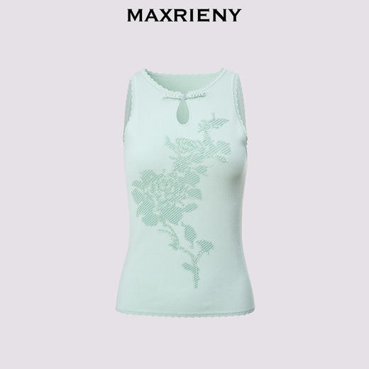 【贵雅新中式-商场同款】MAXRIENY新中式薄荷绿提花针织背心上衣(货号:MC85SW257) 商品图4