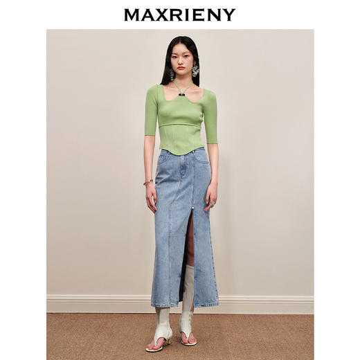 MAXRIENY*鱼尾版型牛仔裙都市率性牛仔开叉半裙(货号:MC88SK573) 商品图1
