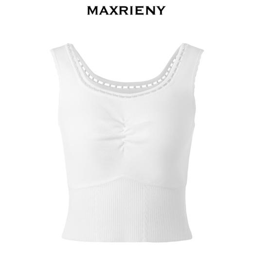 【浪漫花园-商场同款】MAXRIENY针织抽褶珍珠边复古毛衫背心上衣(货号:MC85SW300) 商品图4