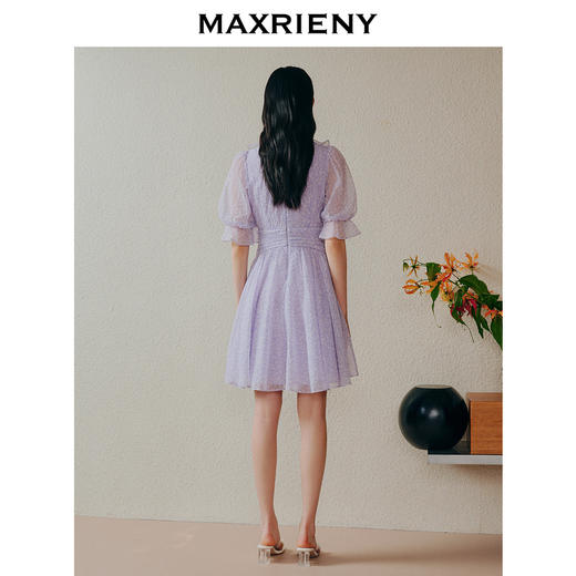 MAXRIENY欧式园艺风碎花茶歇裙修身显瘦雪纺连衣裙(货号:MC88DR354) 商品图3