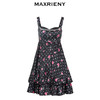 MAXRIENY辣妹风黑底粉花吊带连衣裙(货号:MC88DR549) 商品缩略图4