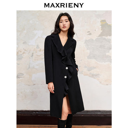MAXRIENY星钻大衣荷叶边翻领双面呢羊毛外套(货号:MC88CT510) 商品图1