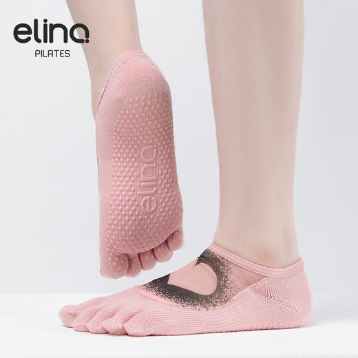 elina一恋2024 网纱印花五趾普拉提瑜伽防滑袜ELR2503 商品图2