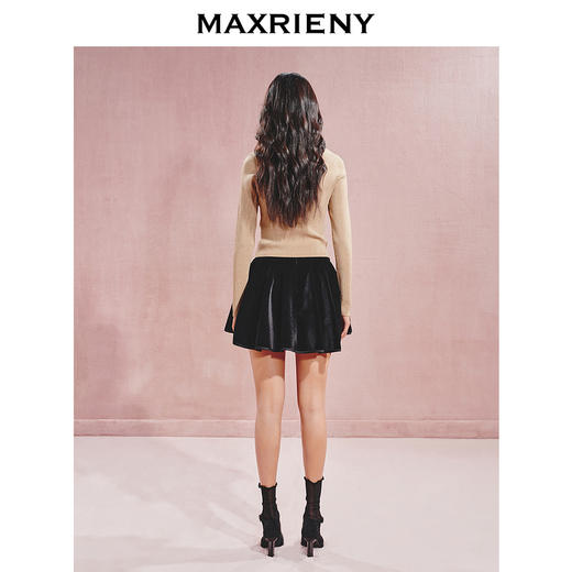【早鸟款】MAXRIENY复古宫廷风金亮片珠圆领毛织上衣女修身显瘦(货号:MC85SW532) 商品图3