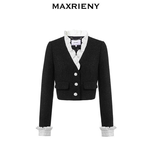 MAXRIENY*复古小香风撞色领口荷叶外套高级(货号:MS88JA508) 商品图4