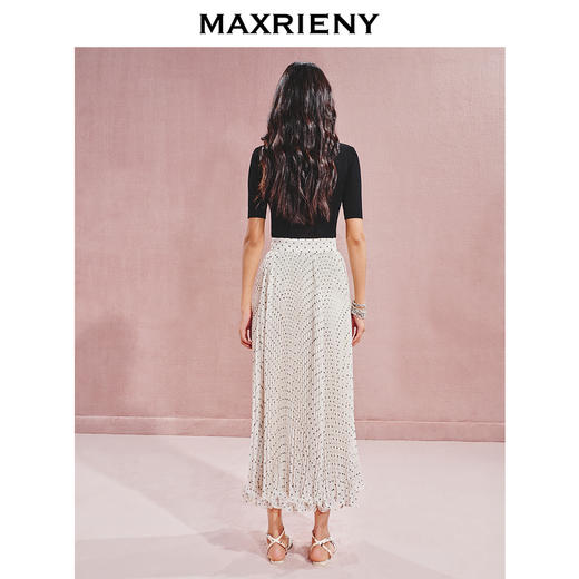 【贵雅日常-商场同款】MAXRIENY复古优雅感压褶高腰半身伞裙(货号:MC85SK514) 商品图3