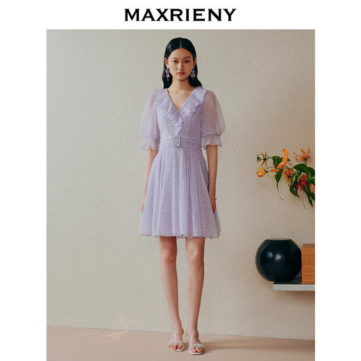 MAXRIENY欧式园艺风碎花茶歇裙修身显瘦雪纺连衣裙(货号:MC88DR354) 商品图1