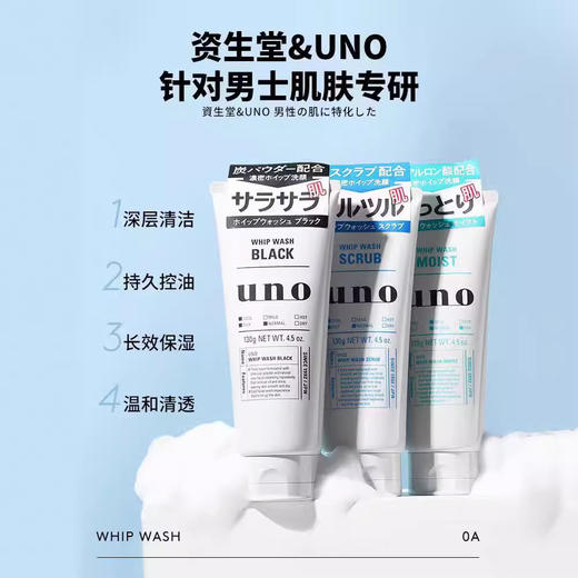 一般贸易 日本UNO吾诺活性炭洗面奶男士控祛油痘去 黑头洁面套装 商品图1