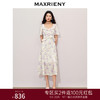 MAXRIENY浪漫度假风连衣裙2024夏季新款复*领长裙晕染雪纺印花(货号:MS85DR299) 商品缩略图0