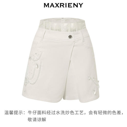 MAXRIENY*复古感蕾丝拼接牛仔裙裤热裤短裤(货号:MC88PA266) 商品图4