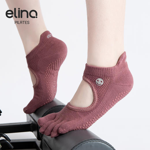 elina一恋2024  波浪提花露背五趾普拉提瑜伽防滑袜ELR2502 商品图0