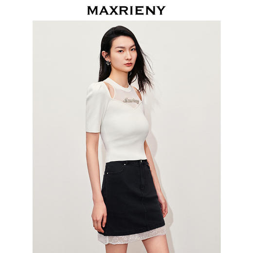 【银河精灵-商场同款】MAXRIENY*日常腰带绣珠半身裙包臀短裙(货号:MC85SK278) 商品图2