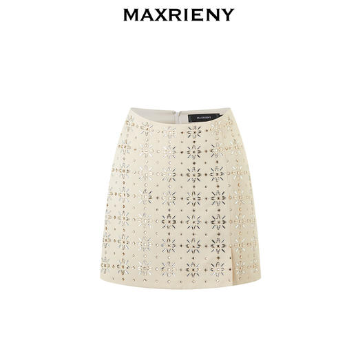 【商场同款-都市华丽日常】MAXRIENY烫钻缎面半裙宴会晚会穿搭女(货号:MC85SK034) 商品图4