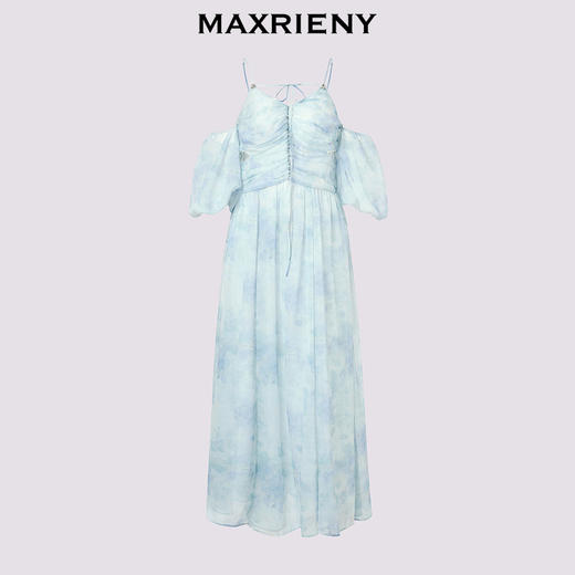 【商场同款】MAXRIENY浪漫度假连衣裙海边裙子钉钻晕染印花长裙(货号:MS85DR043) 商品图4
