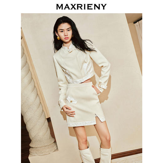 【商场同款-摩登女爵】MAXRIENY复古新中式马德拉刺绣半裙24春款(货号:MC85SK011) 商品图1