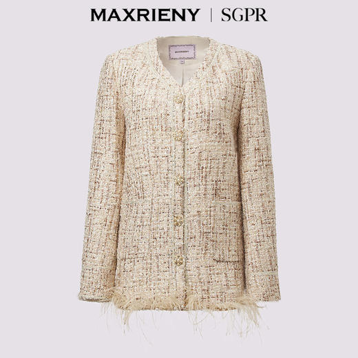 【商场同款】MAXRIENY*复古感流苏花纱外套女秋冬重工气质上衣(货号:MS85JA521) 商品图4