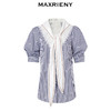 MAXRIENY海军风蓝白条纹复古撞色领衬衫上衣(货号:MC88TP362) 商品缩略图4