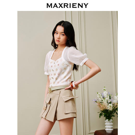 MAXRIENY宫廷复古截短针织衫夏日温柔甜美小衫上衣(货号:MC88SW264) 商品图2