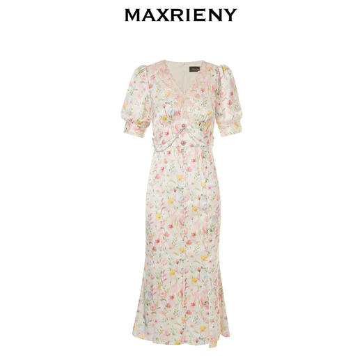 【商场同款】MAXRIENY欧式田园风郁金香连衣裙多巴胺碎花裙子夏(货号:MC88DR364) 商品图4