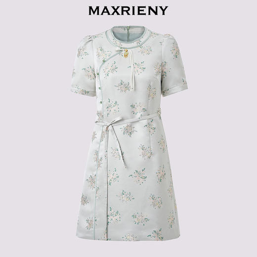 MAXRIENY贵雅新中式连衣裙2024秋冬新款收腰系带国风娃娃裙(货号:MS85DR523) 商品图4