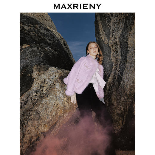 MAXRIENY千金名媛小香风粉花纱星粉羽绒外套(货号:MS88DC507) 商品图1