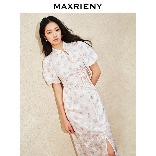 MAXRIENY新中式手工盘扣连衣裙复古国风开衩裙子(货号:MS85DR031) 商品图2