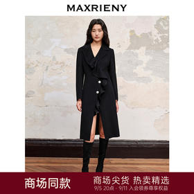 MAXRIENY星钻大衣荷叶边翻领双面呢羊毛外套(货号:MC88CT510)