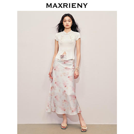 【商场同款】MAXRIENY浪漫度假半身裙包臀高腰裙子立体花绑带(货号:MS85SK263) 商品图1