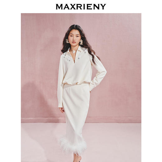【秀场抢先款】MAXRIENY*休闲V领花苞衬衫钉珠装饰上衣女(货号:MC85TP520) 商品图2