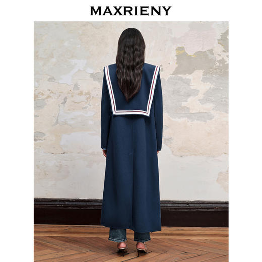 MAXRIENY*复古海军风直身大衣毛呢外套长款(货号:MC88CT504) 商品图3