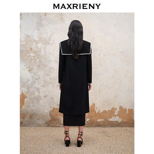 MAXRIENY复古赫本风双面呢羊毛大衣长款尖领外套(货号:MS88CT531) 商品图3