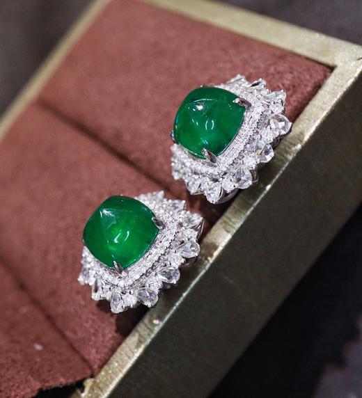 18K糖塔祖母绿耳钉7.50ct 商品图6