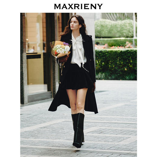 MAXRIENY极简轻奢廓形双面毛呢大衣军旅风羊毛外套(货号:MS88CT530) 商品图1